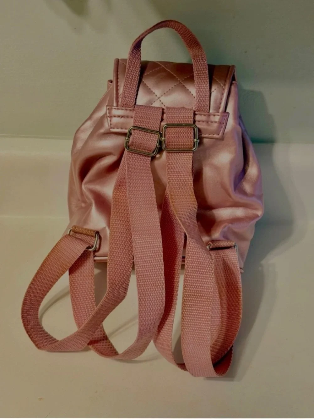 Vintage Sanrio Hello Kitty Pink Quilted Faux Leather Mini Backpack Y2K 2006 Rare